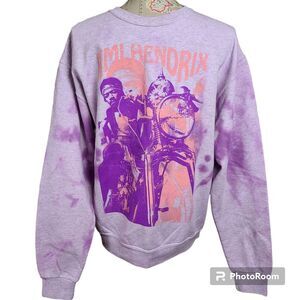 NEW Authentic Jimi Hendrix Size Medium Bleached Purple Boxy Crewneck Sweatshirt